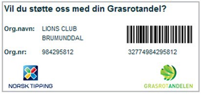 STØTT LIONS CLUB BRUMUNDDAL MED DIN GRASROTANDEL!